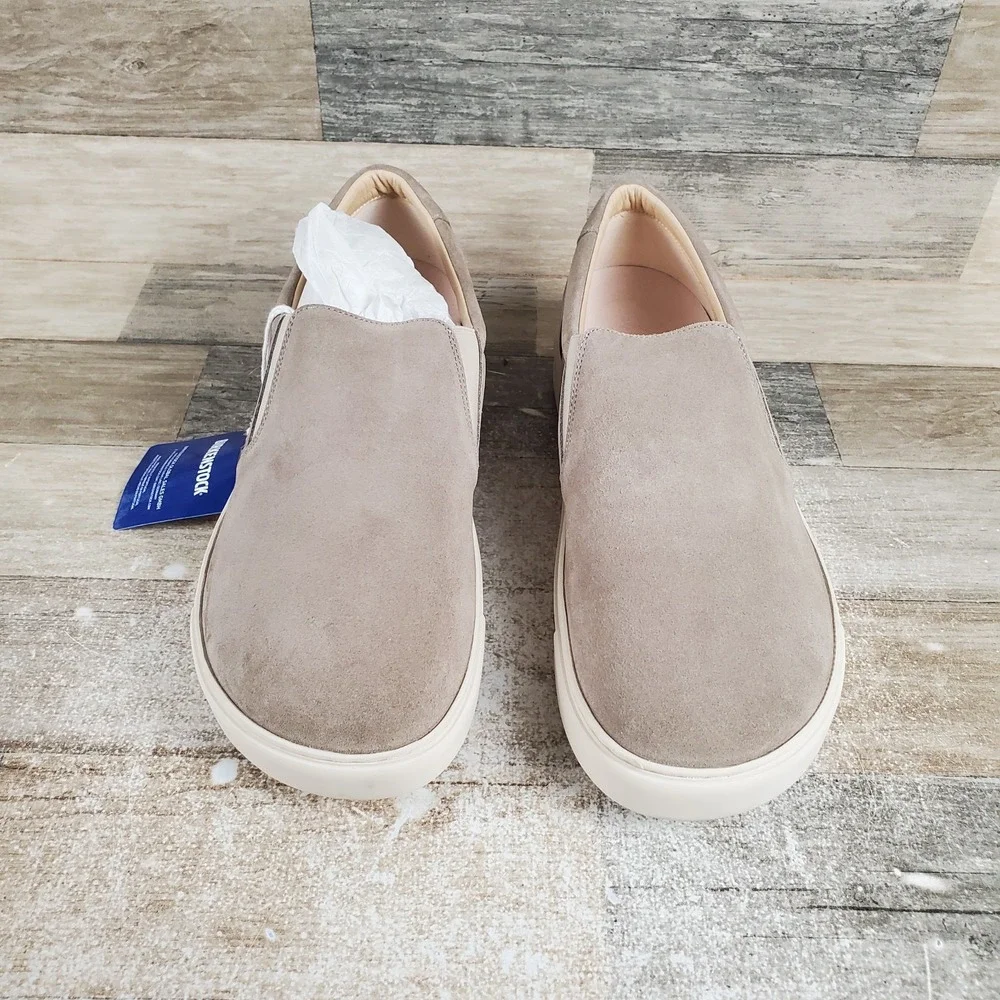 Birkenstock Oswego Mens Casual Shoes Sz 13 Taupe Suede Leather Slip On Sneakers